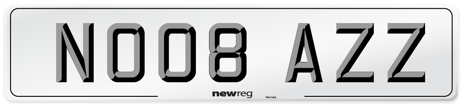 NO08 AZZ Number Plate from New Reg